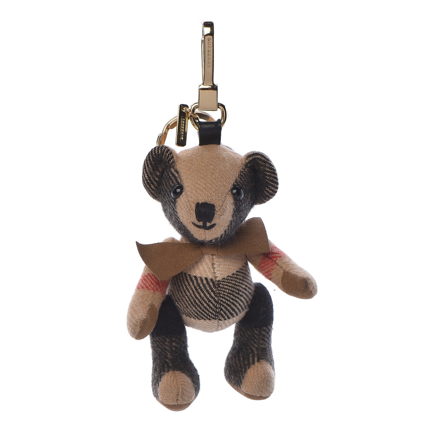 Burberry Cashmere House Check Thomas Bear Bag Charm Camel Gold 1 of 4