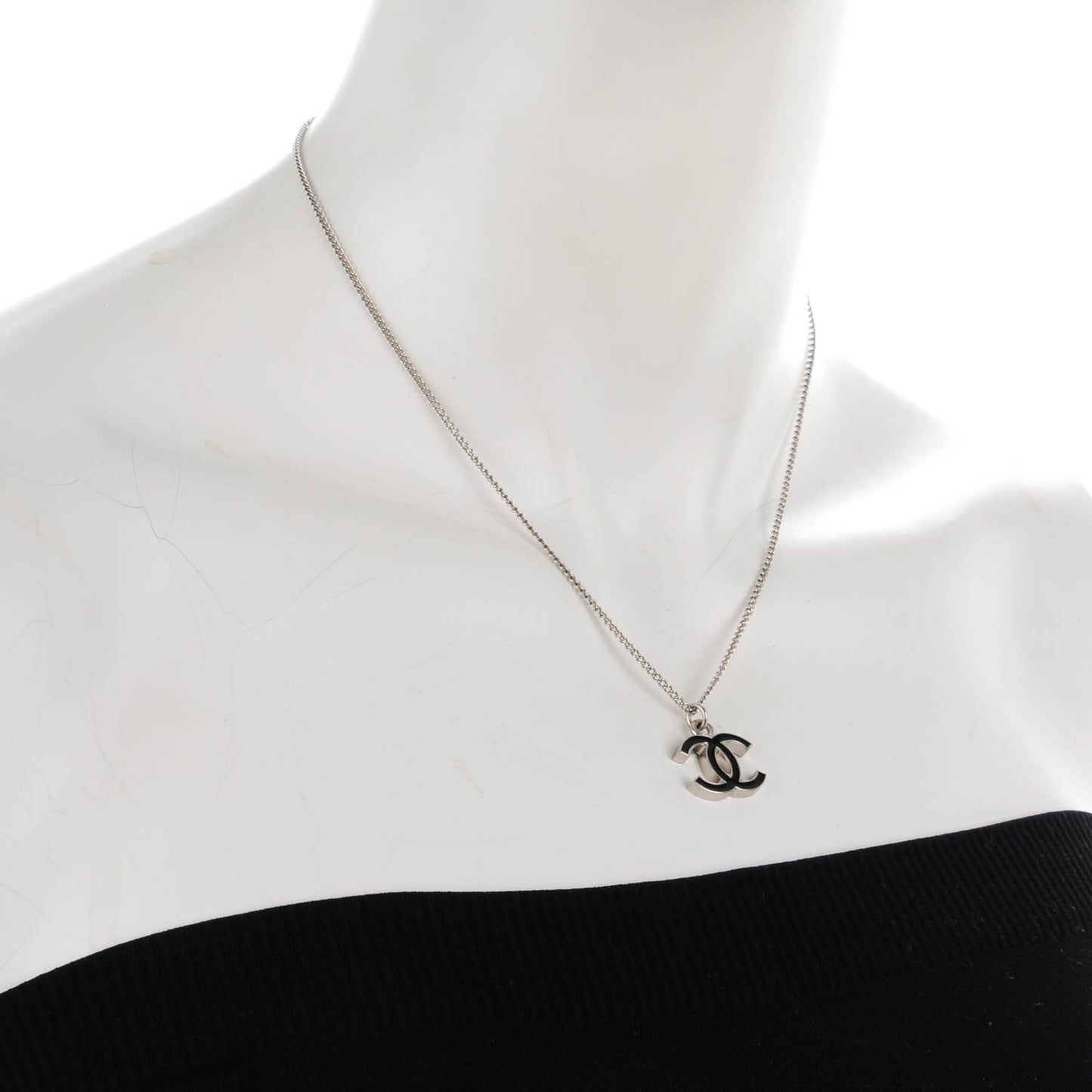 Enamel CC Necklace Black