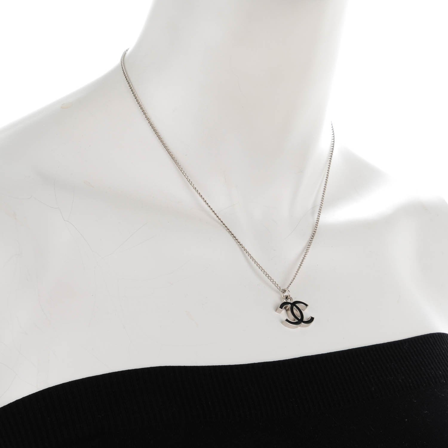 Chanel Enamel CC Necklace Black 2 of 4