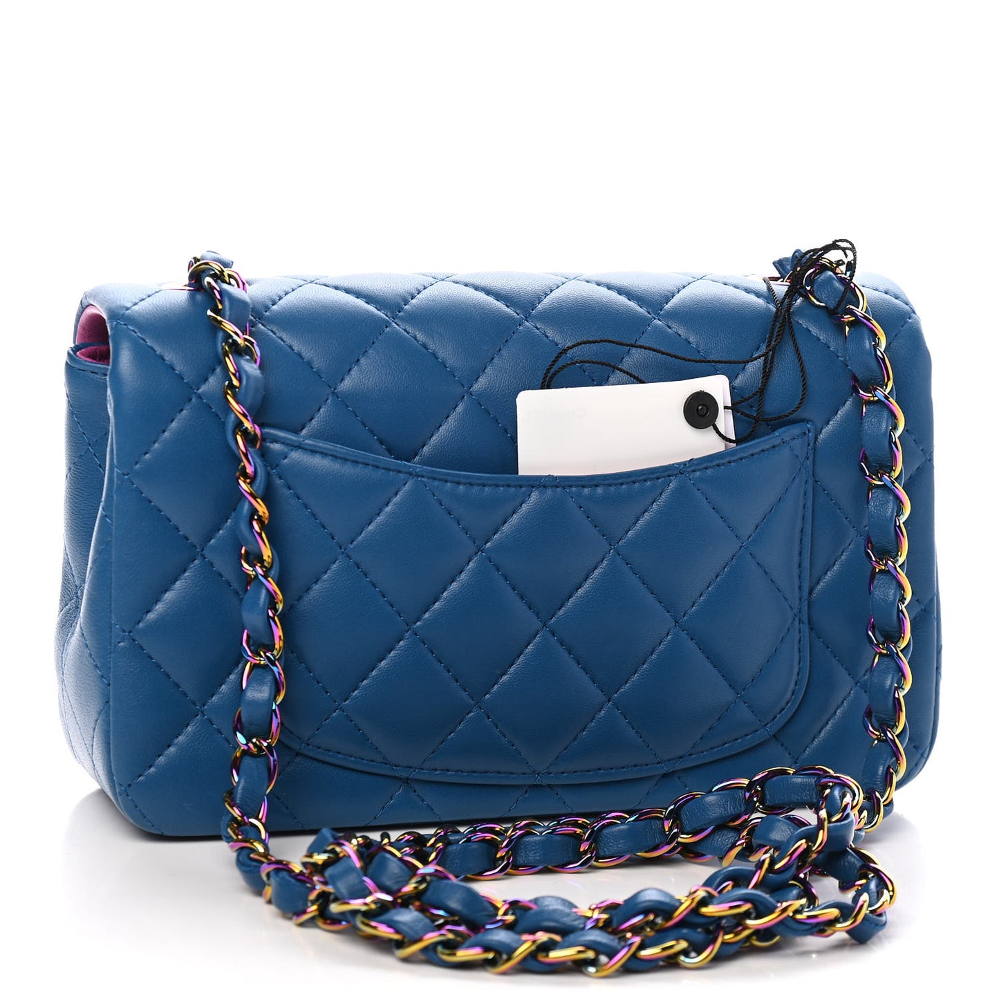 Lambskin Quilted Mini Rectangular Flap Blue Purple