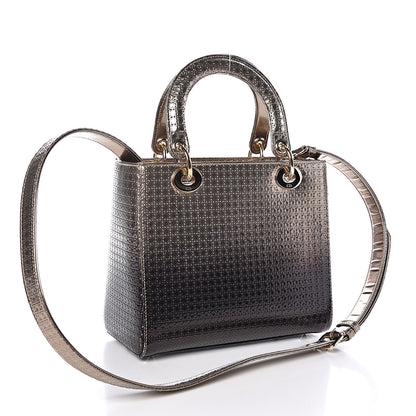Christian Dior Metallic Patent Micro-Cannage Gradient Medium Lady Dior Bronze Gold 3 of 10