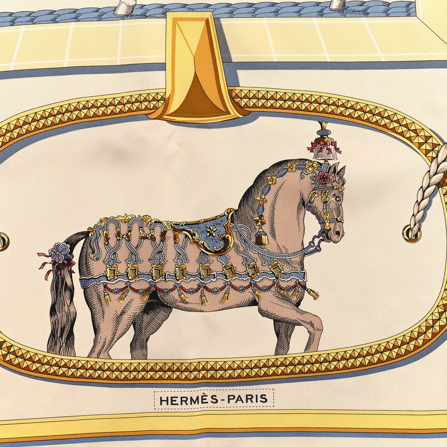 Hermes Silk Grand Apparat Forever Scarf 90 Creme Gold Multicolore 2 of 3