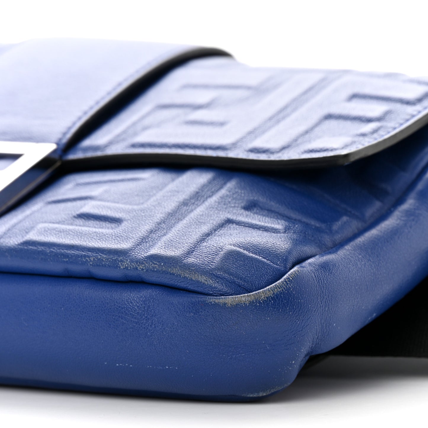 Nappa FF 1974 Embossed Belt Baguette Bag Blue Neon