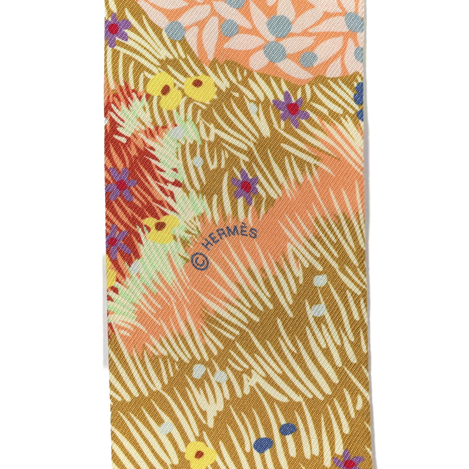 Hermes Silk Dans un Jardin Anglais Twilly Vert D'Eau Saumon Bleu 4 of 4