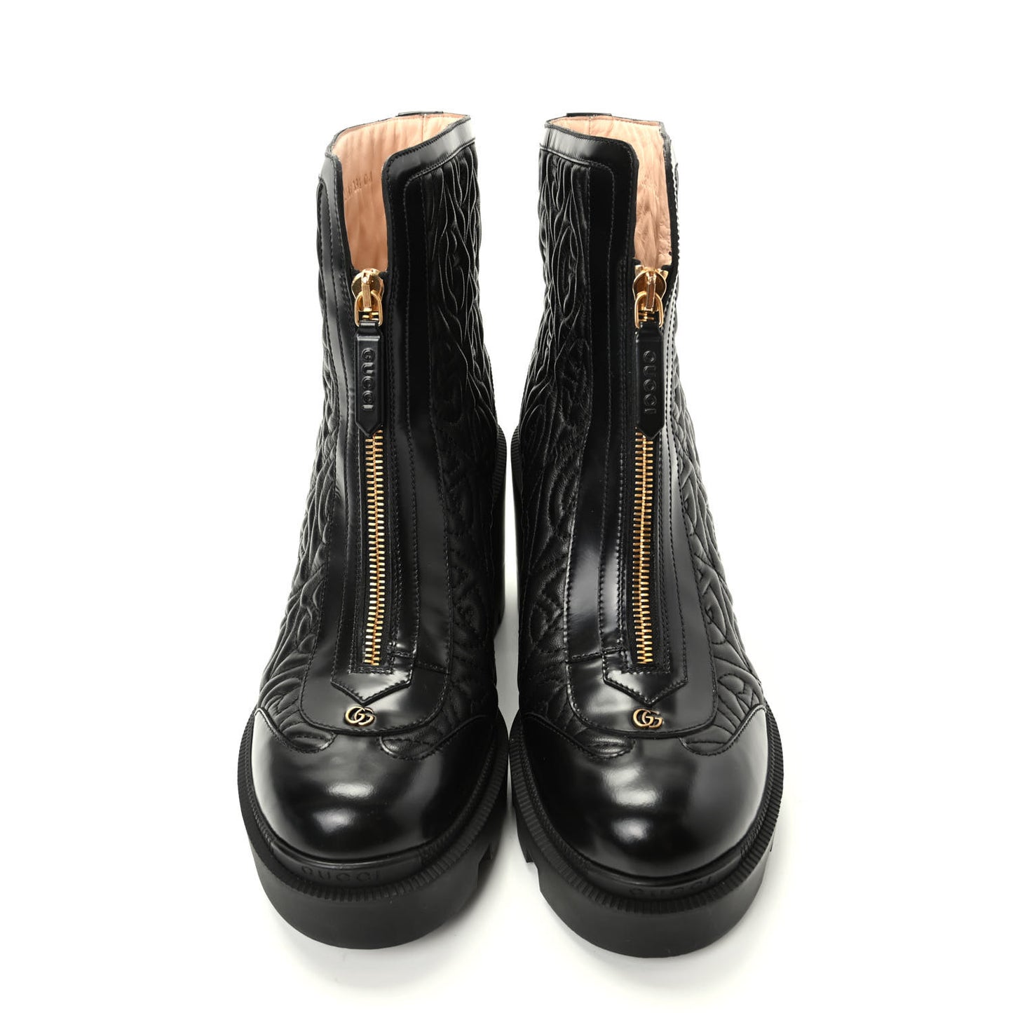 Calfskin Nappa Rhombus Quilted Trip Ankle Boots 39.5 Black