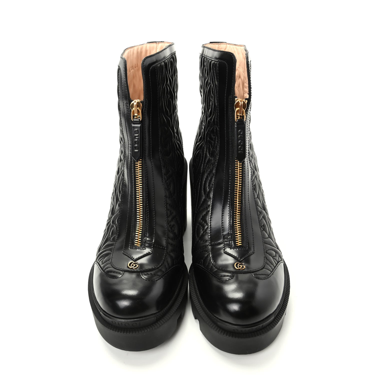 Gucci Calfskin Nappa Rhombus Quilted Trip Ankle Boots 39.5 Black 5 of 10