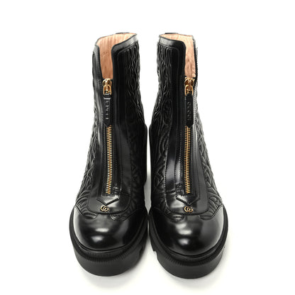 Gucci Calfskin Nappa Rhombus Quilted Trip Ankle Boots 39.5 Black 5 of 10