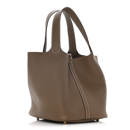 Hermes Taurillon Clemence Picotin Lock 22 MM Etoupe 3 of 9