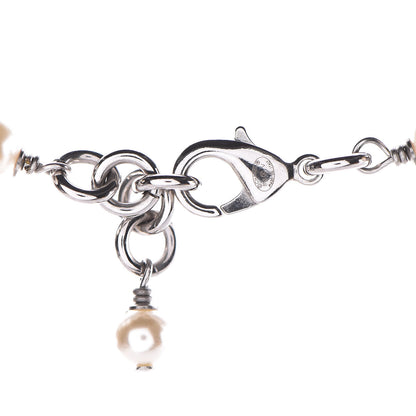 Chanel Crystal Pearl CC Long Necklace Silver 4 of 7