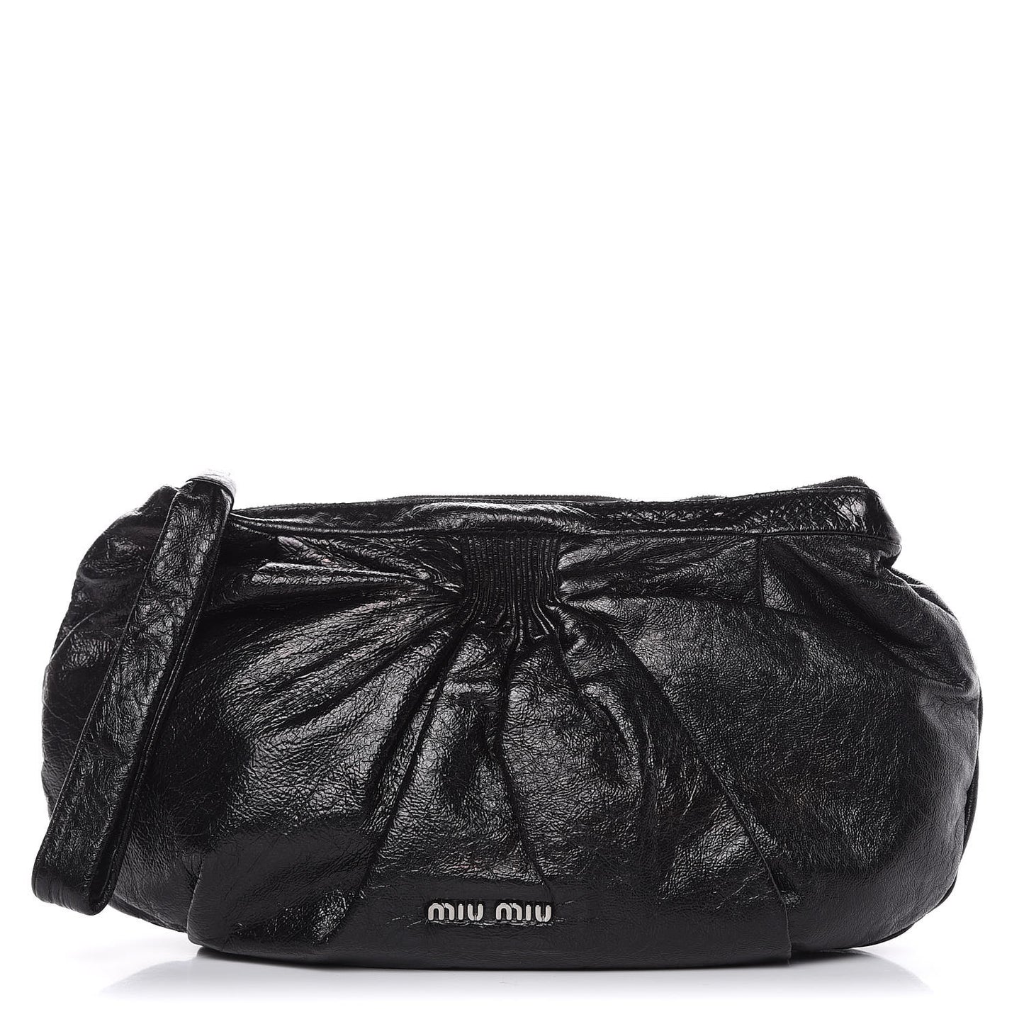 Vitello Shine Wristlet Black