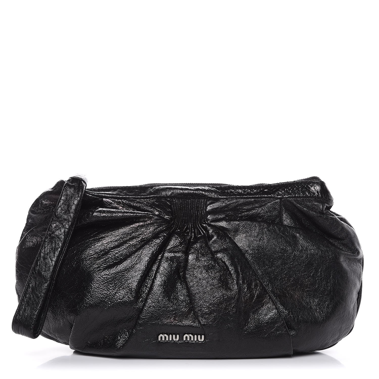 Miu Miu Vitello Shine Wristlet Black 1 of 9