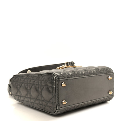 Christian Dior Metallic Lambskin Cannage Small My ABCDior Lady Dior Dark Silver 4 of 10