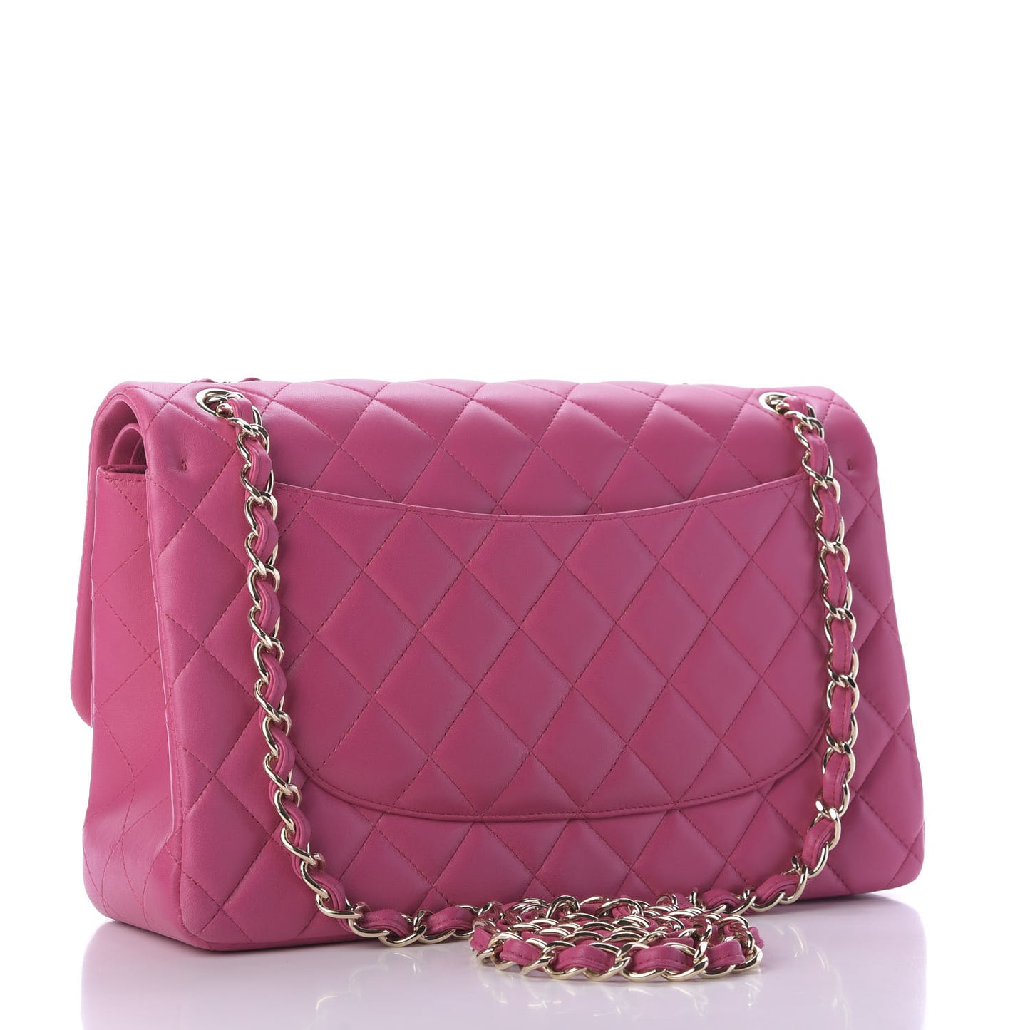 Lambskin Quilted Jumbo Double Flap Fuchsia