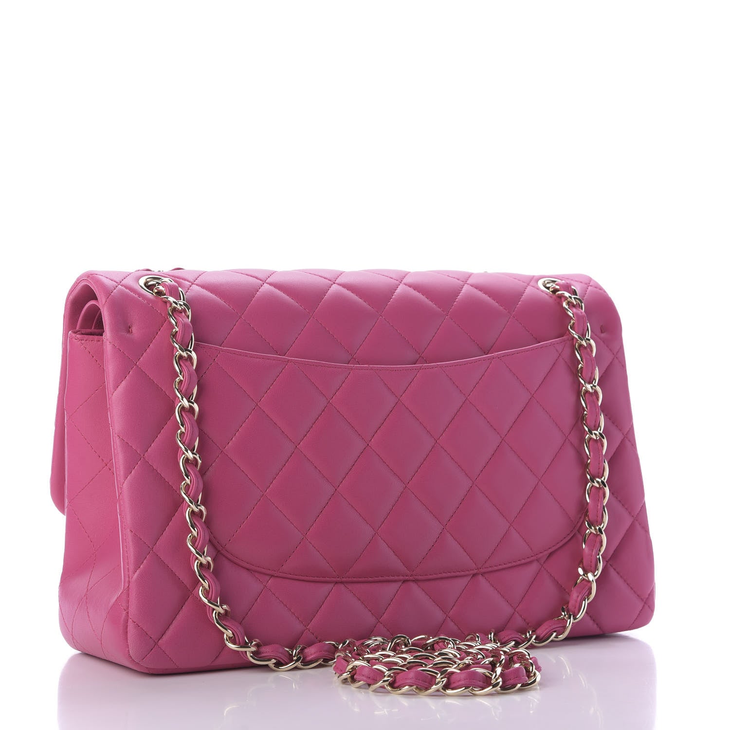 Chanel Lambskin Quilted Jumbo Double Flap Fuchsia 3 of 10