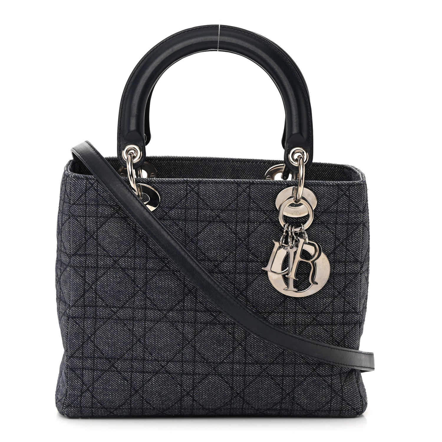 Christian Dior Denim Cannage Medium Lady Dior Black 1 of 21