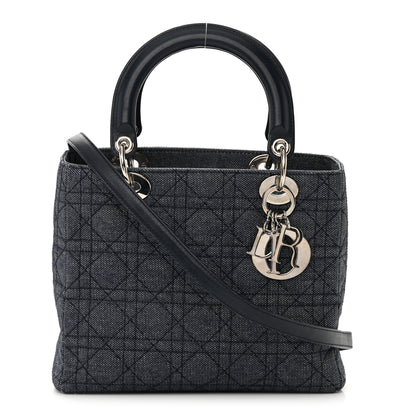 Christian Dior Denim Cannage Medium Lady Dior Black 1 of 21