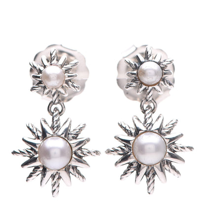 David Yurman Sterling Silver Pearl Starburst Drop Earrings 1 of 5