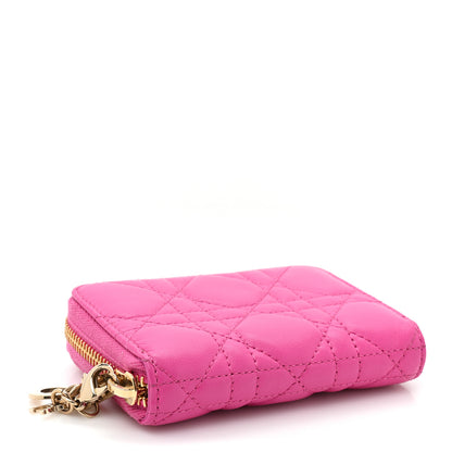 Christian Dior Lambskin Cannage Small Lady Dior Voyageur Coin Purse Fuchsia 5 of 13