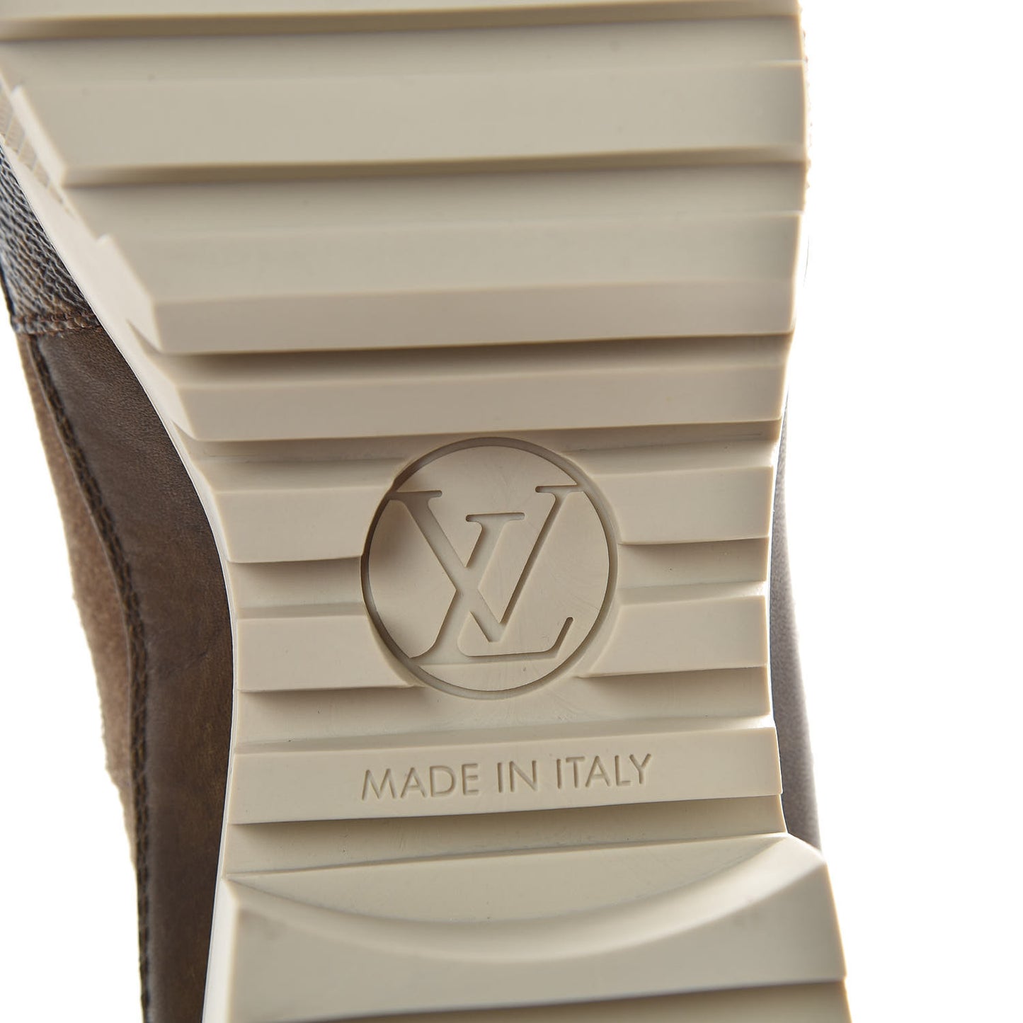 Suede Calfskin Monogram Laureate Platform Desert Boots 35 Beige