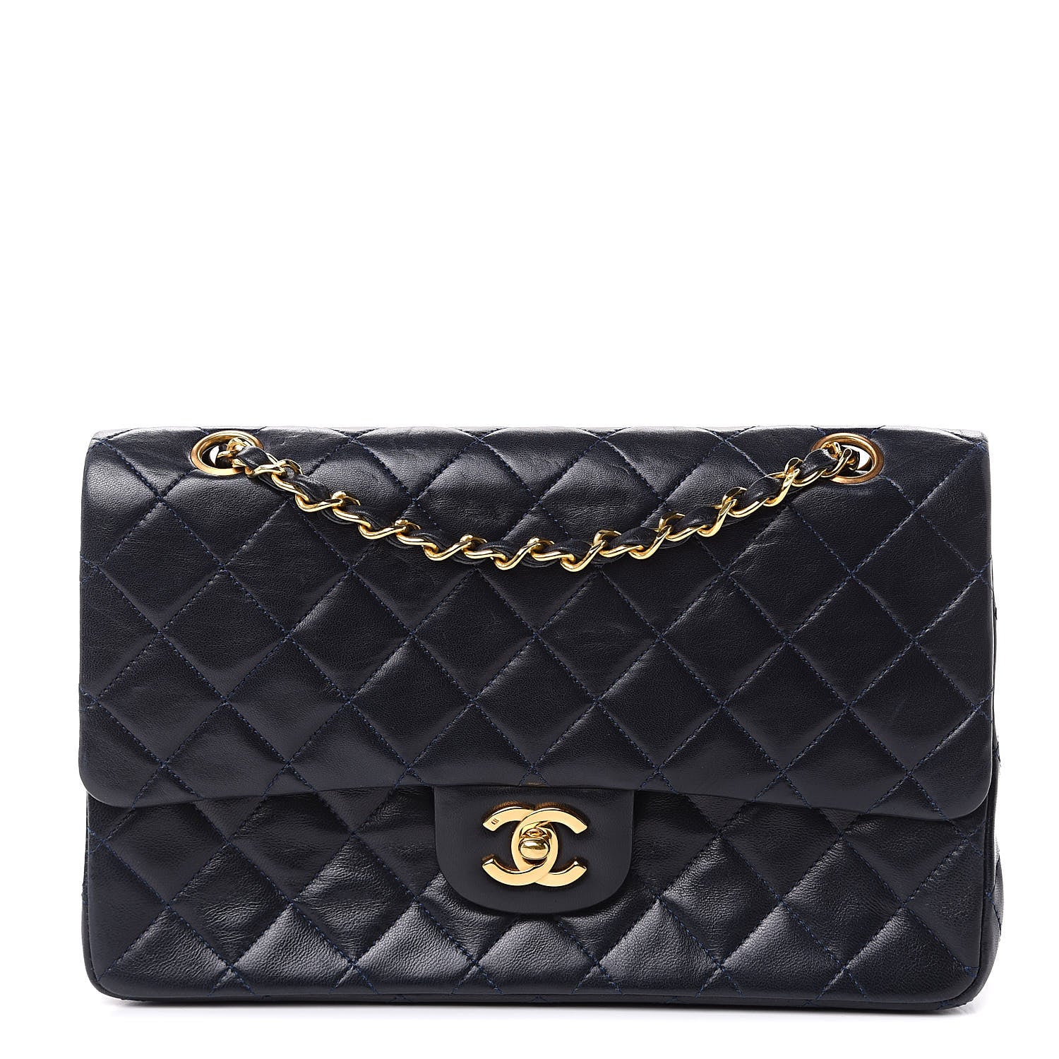 Chanel Lambskin Quilted Medium Double Flap Navy 1 of 17