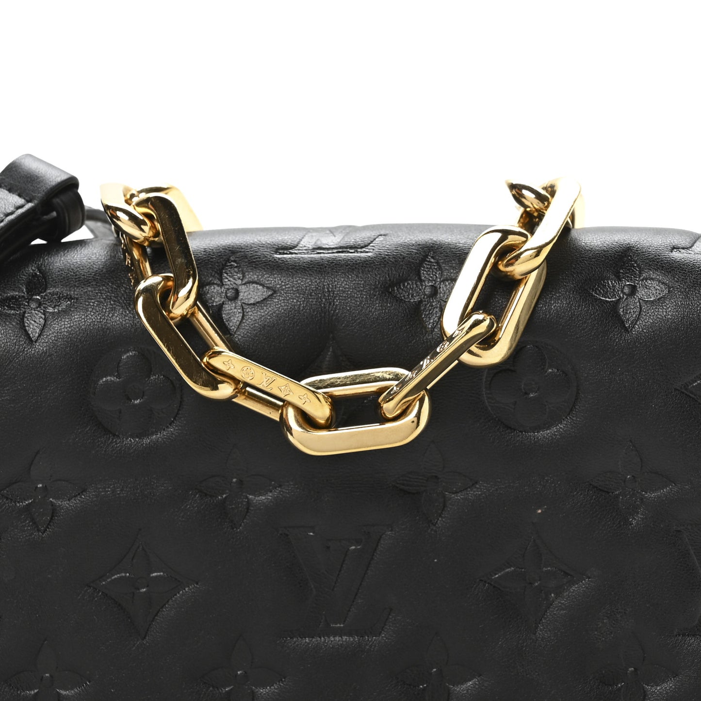 Lambskin Embossed Monogram Pochette Coussin Crossbody Black