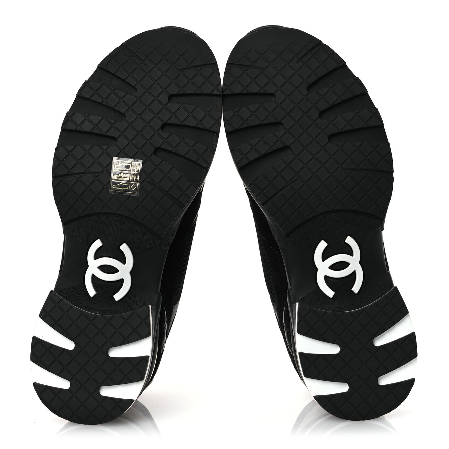 Mixed Fibers Suede Shiny Calfskin Womens CC Sneakers 40.5 Black