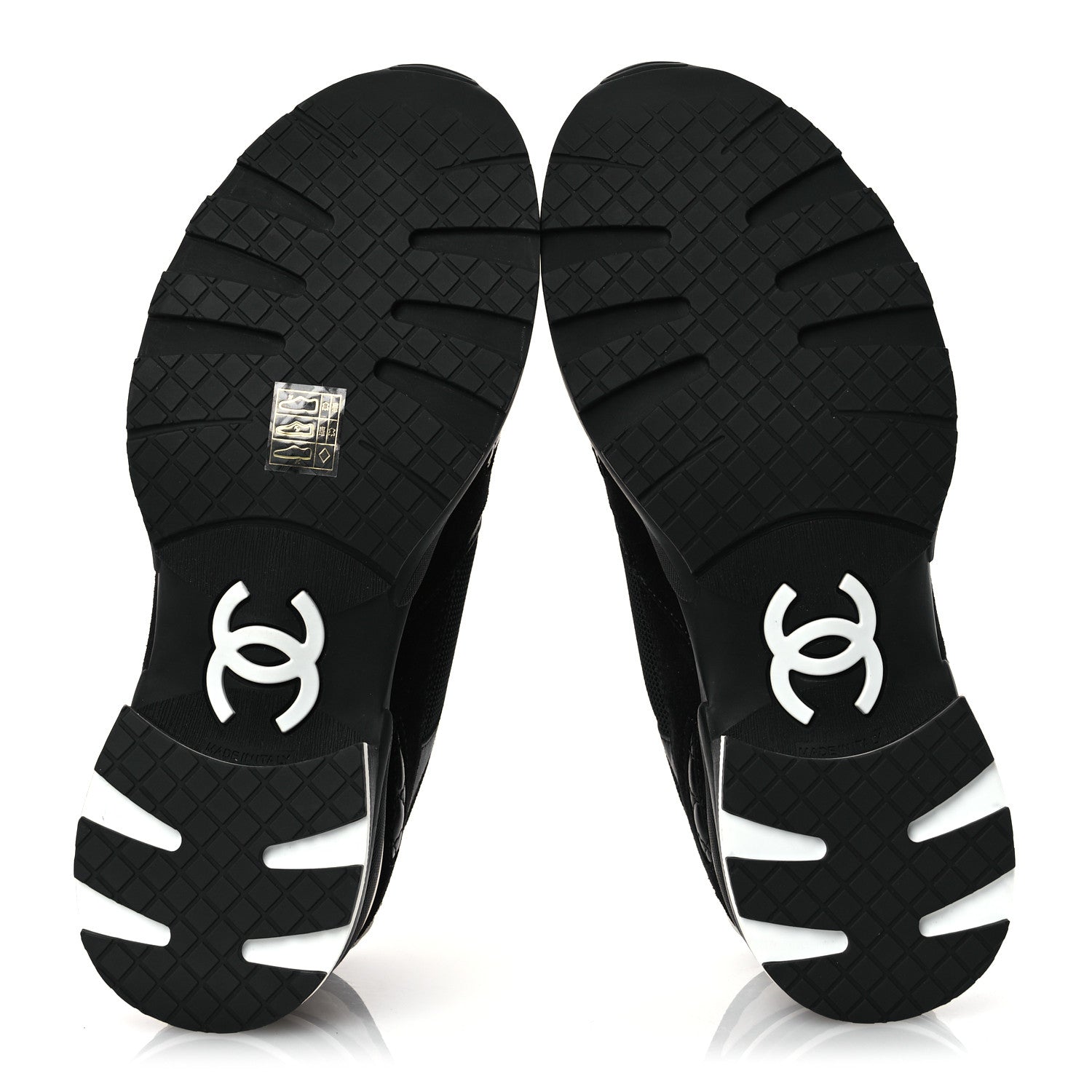 Chanel Mixed Fibers Suede Shiny Calfskin Womens CC Sneakers 40.5 Black 7 of 11
