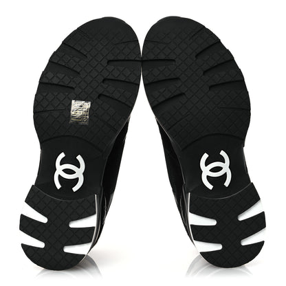 Chanel Mixed Fibers Suede Shiny Calfskin Womens CC Sneakers 40.5 Black 7 of 11