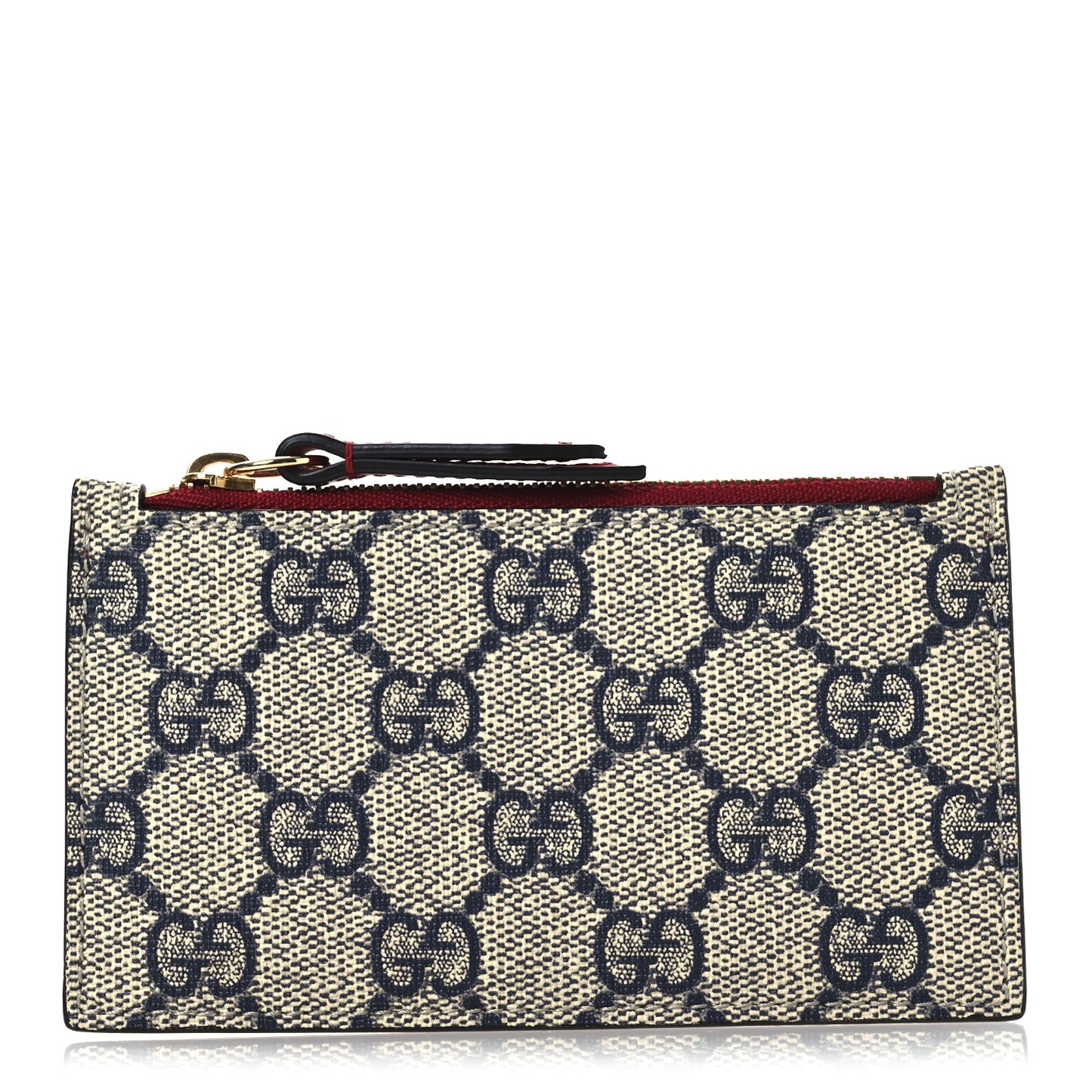 GG Supreme Monogram Coin Case Card Holder Beige Blue Hibiscus Red