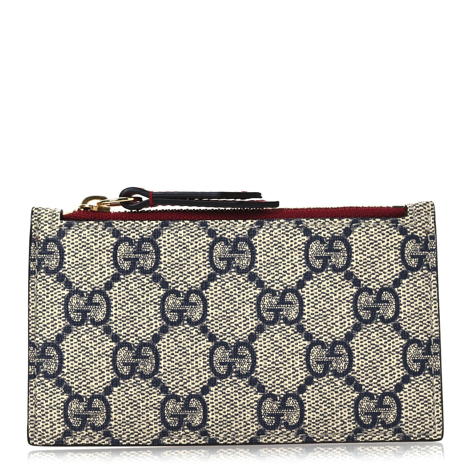 Gucci GG Supreme Monogram Coin Case Card Holder Beige Blue Hibiscus Red 1 of 8