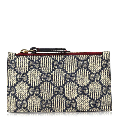Gucci GG Supreme Monogram Coin Case Card Holder Beige Blue Hibiscus Red 1 of 8