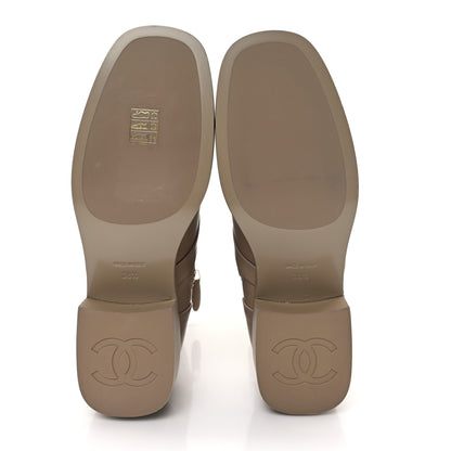 Chanel Shiny Goatskin Cap Toe Short Boots 38.5 Beige 6 of 10