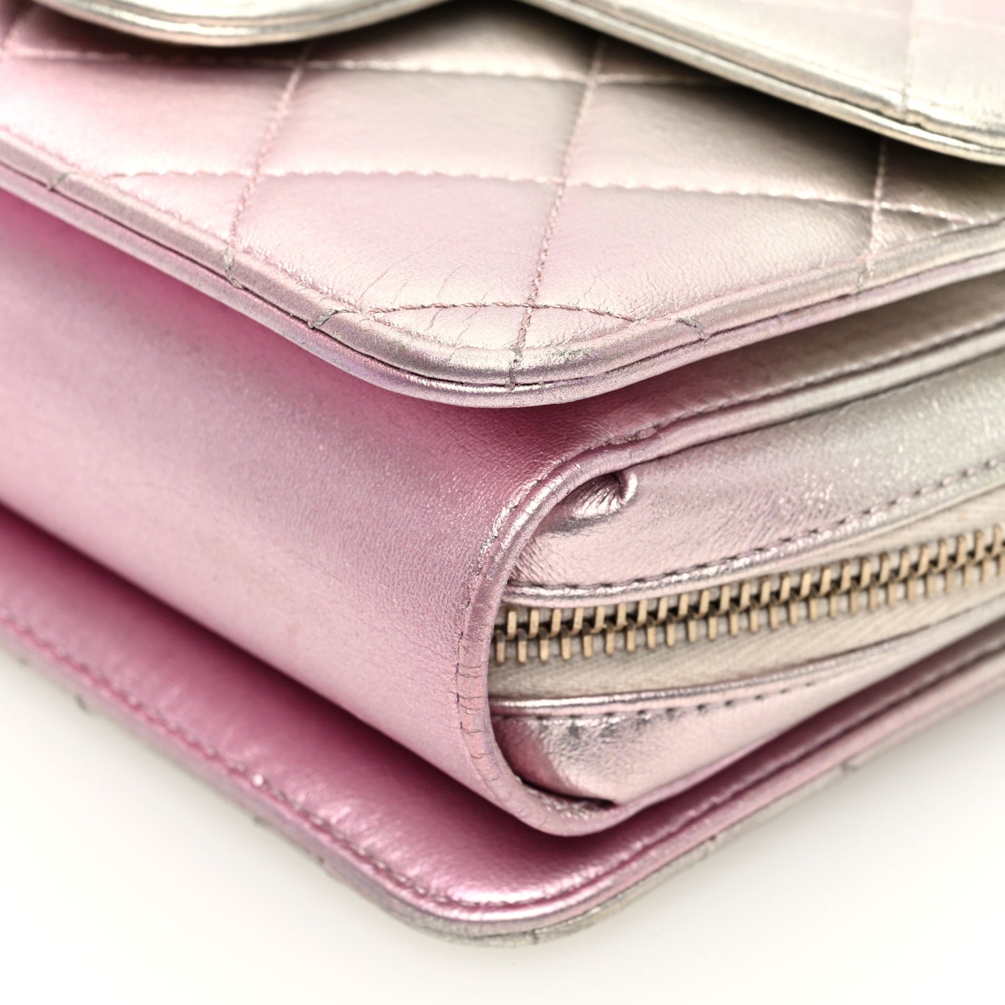 Metallic Lambskin Like A Wallet Flap Golden Pink