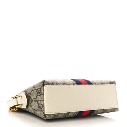 Gucci GG Supreme Monogram Textured Dollar Calfskin Web Small Ophidia Dome Shoulder Bag Beige Ebony Mystic White 4 of 9