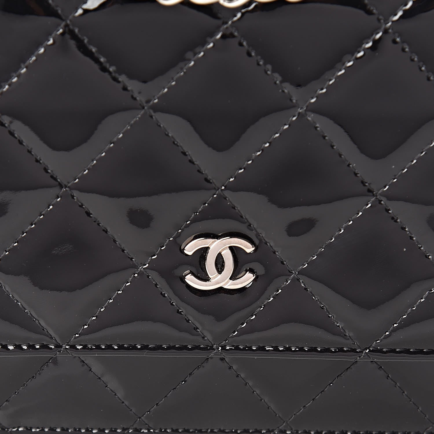 Chanel Patent Quilted Wallet On Chain WOC Black 11 of 12