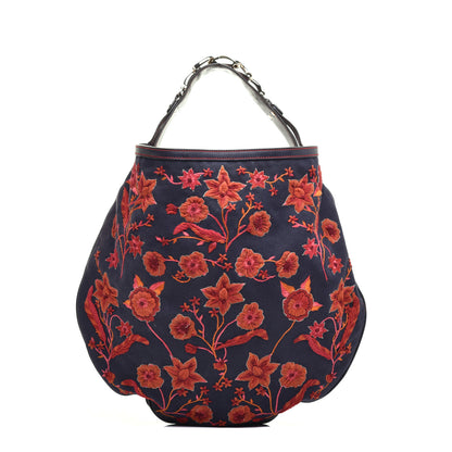 Gucci Canvas Embroidered Wave Hobo Blue Red 1 of 9