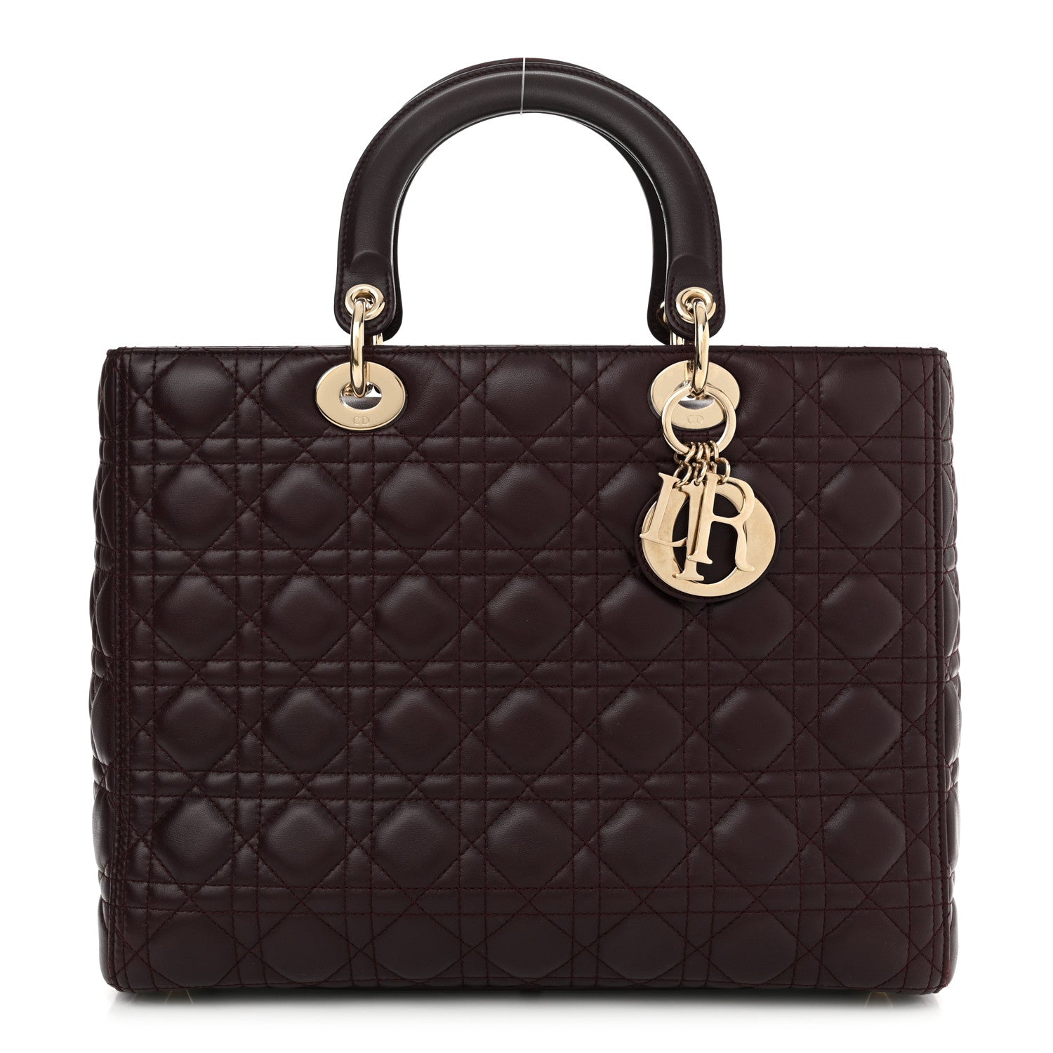 Christian Dior Lambskin Cannage Large Lady Dior Burgundy 1 of 13
