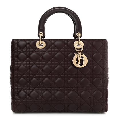Christian Dior Lambskin Cannage Large Lady Dior Burgundy 1 of 13