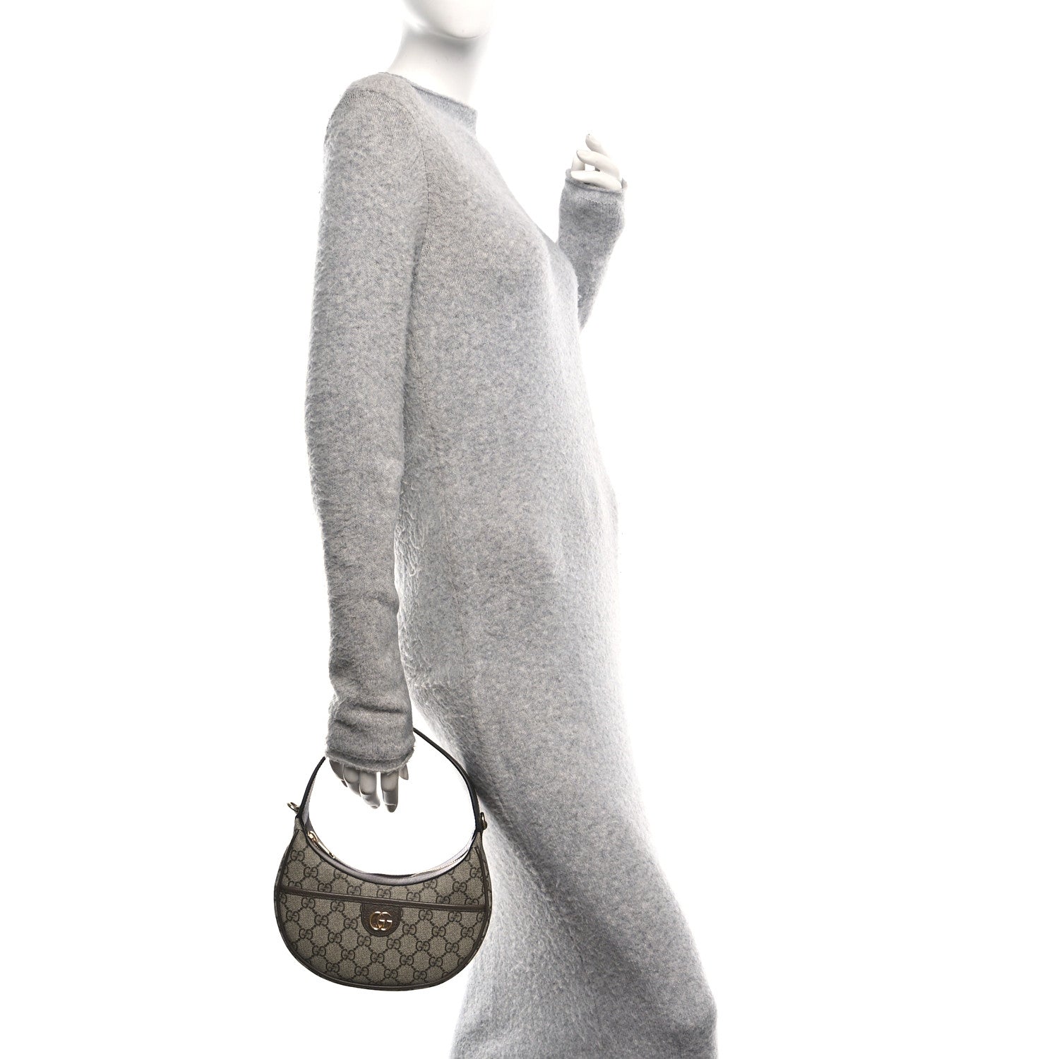 Gucci GG Supreme Monogram Textured Dollar Calfskin Small Ophidia Shoulder Bag Beige Ebony New Acero 2 of 11