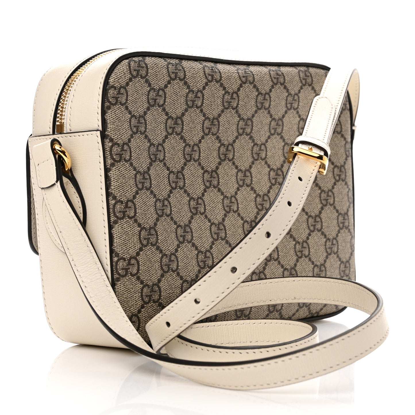 GG Supreme Monogram Small Horsebit 1955 Shoulder Bag Beige Mystic White