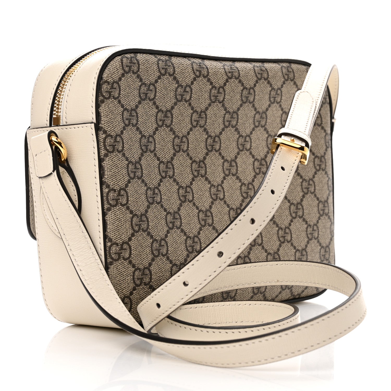 Gucci GG Supreme Monogram Small Horsebit 1955 Shoulder Bag Beige Mystic White 3 of 9
