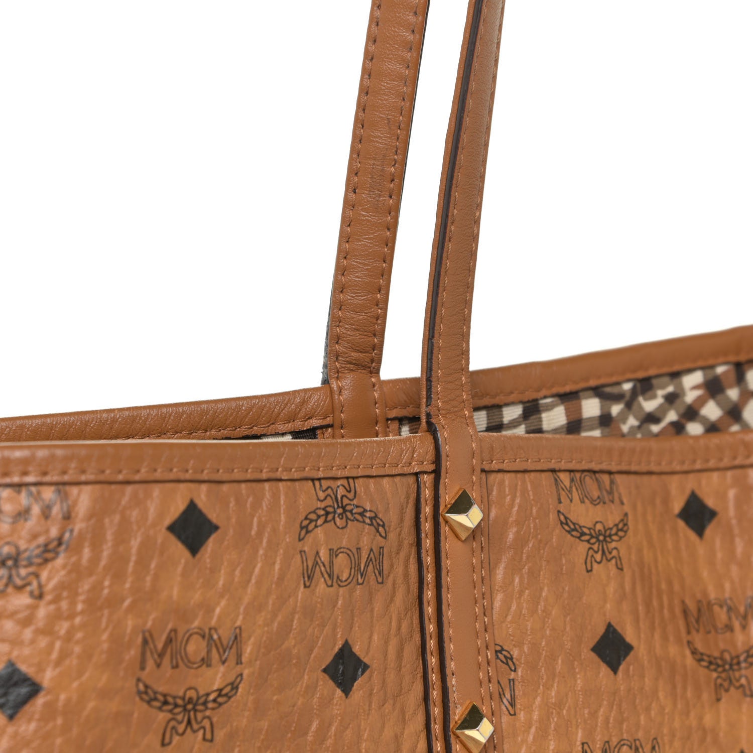MCM Visetos Medium Liz Reversible Shopper Tote Cognac 16 of 19