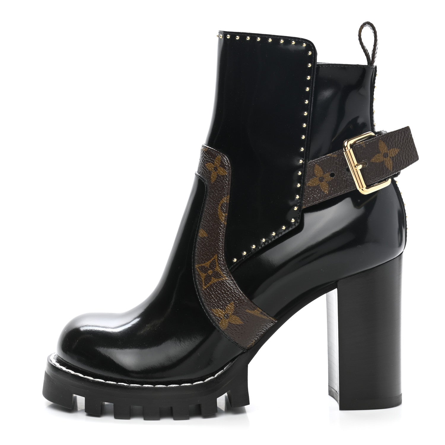 Louis Vuitton Patent Calfskin Monogram Star Trail Ankle Boots 36 Black 1 of 9