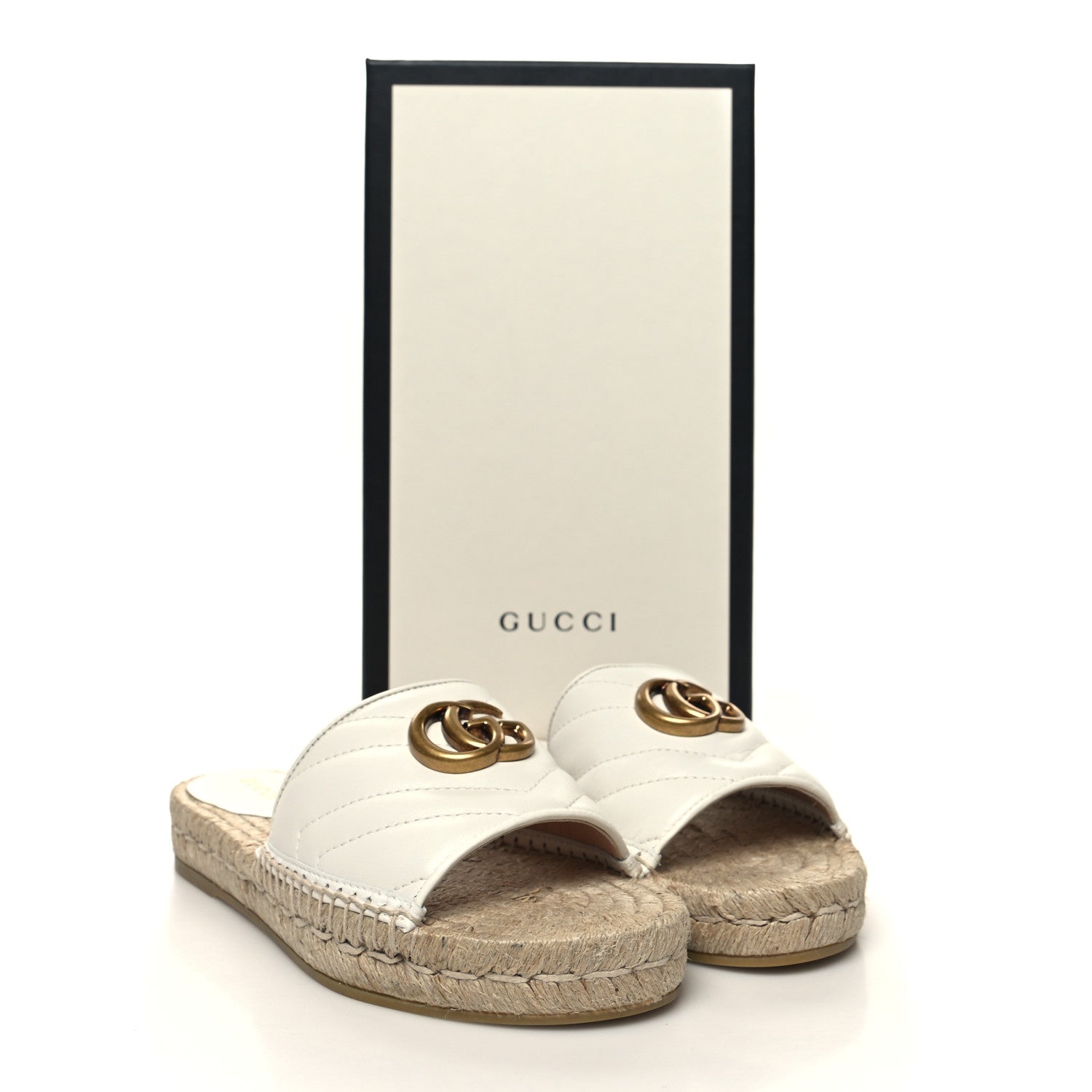 Gucci Nappa Matelasse GG Marmont Espadrille Slide Sandals 35 Great White 11 of 11