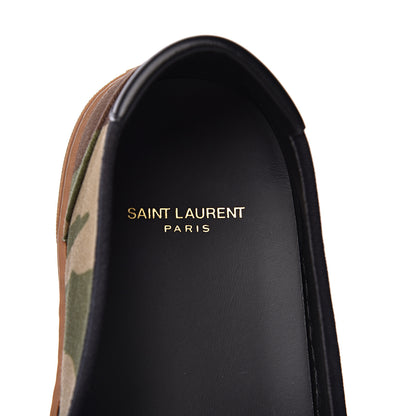 Saint Laurent Canvas Camouflage Mens Venice Slip On Sneakers 47 Kaki 7 of 9