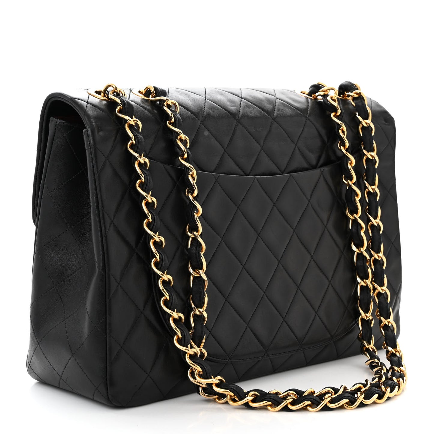 Lambskin Quilted XL Jumbo Single Flap Black