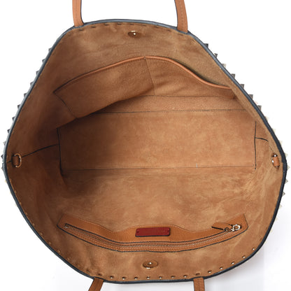 Valentino Garavani Grained Calfskin Rockstud Shoulder Tote Tan 5 of 9