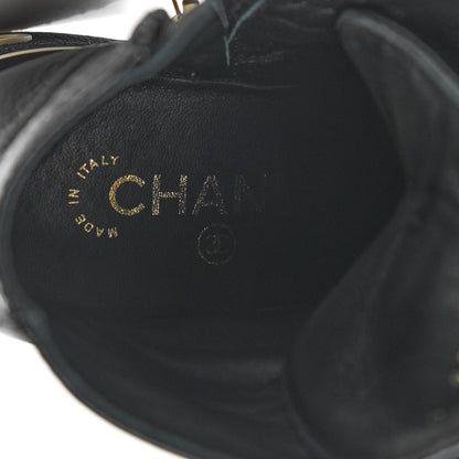 Chanel Shiny Crumpled Lambskin Lace Up Combat Boots 36 Black 7 of 9