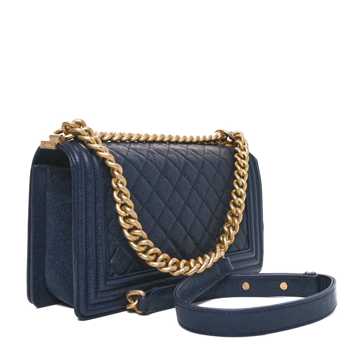 Chanel Iridescent Caviar Quilted Medium Boy Flap Dark Blue 3 of 10