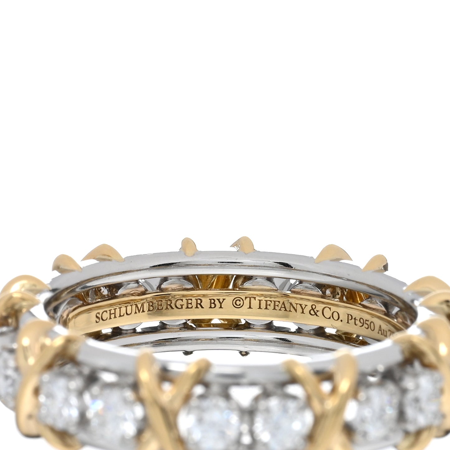 Platinum 18K Yellow Gold Diamond Schlumberger Sixteen Stone Ring 60 9